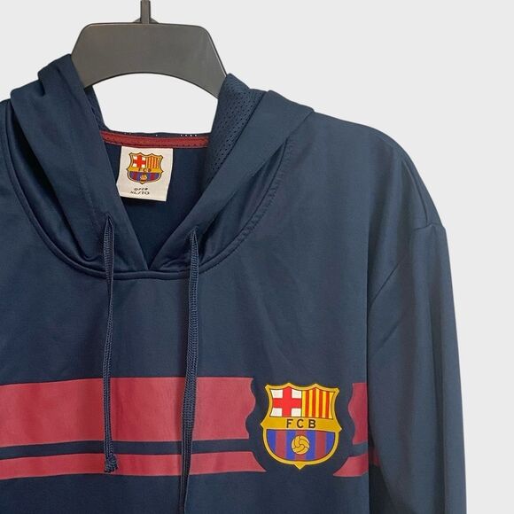 FCB Barcelona Soccer Club Pullover Hoodie Men's Size XL Blue Lightweight Pockets - Picture 6 of 16